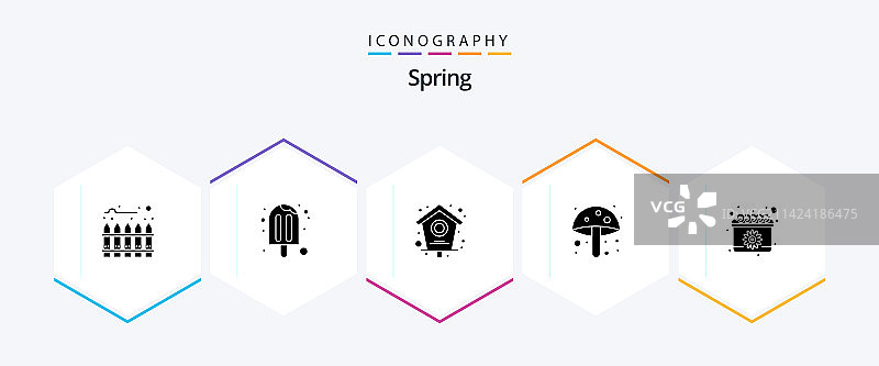 包含复活节夏季的春季字形图标包图片素材