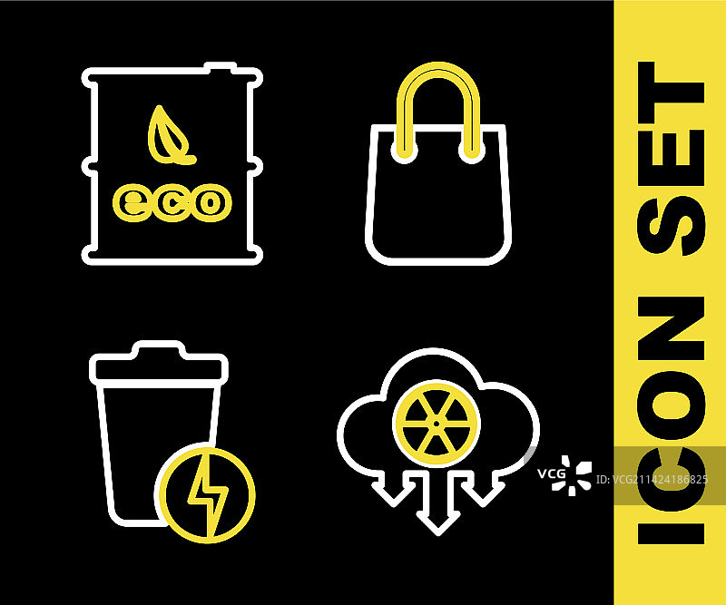 酸雨和放射性购物袋线条组合图片素材