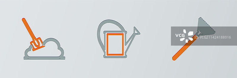 园艺工具套装：落叶耙、铲子图片素材