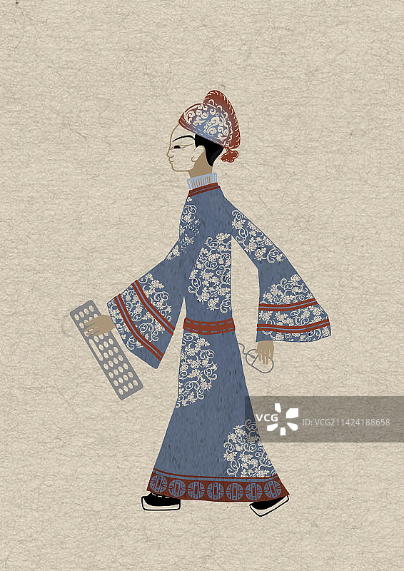 皮影人物形象插画设计--国潮风程序员图片素材