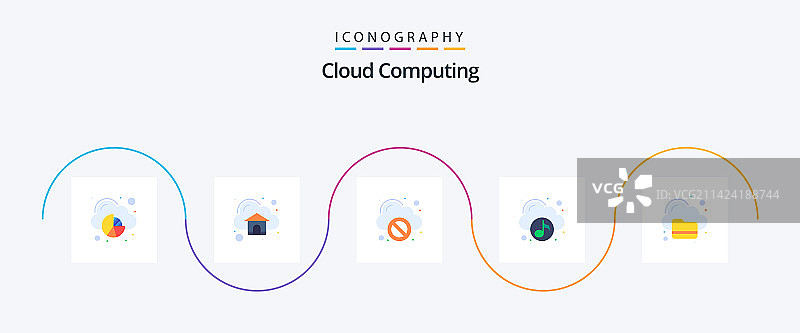 云计算扁平风格图标包，包含文件夹图片素材