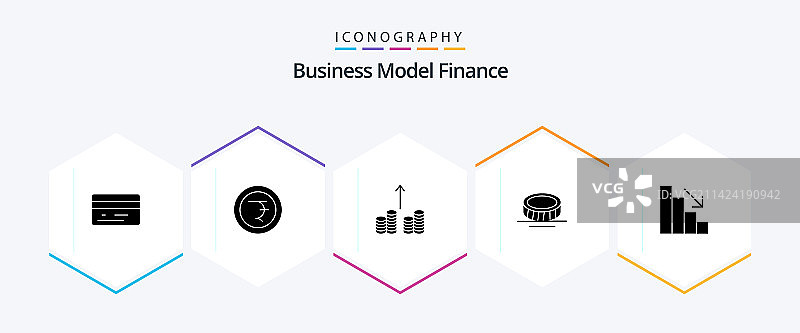 包含资金下跌的25个字形金融图标图片素材