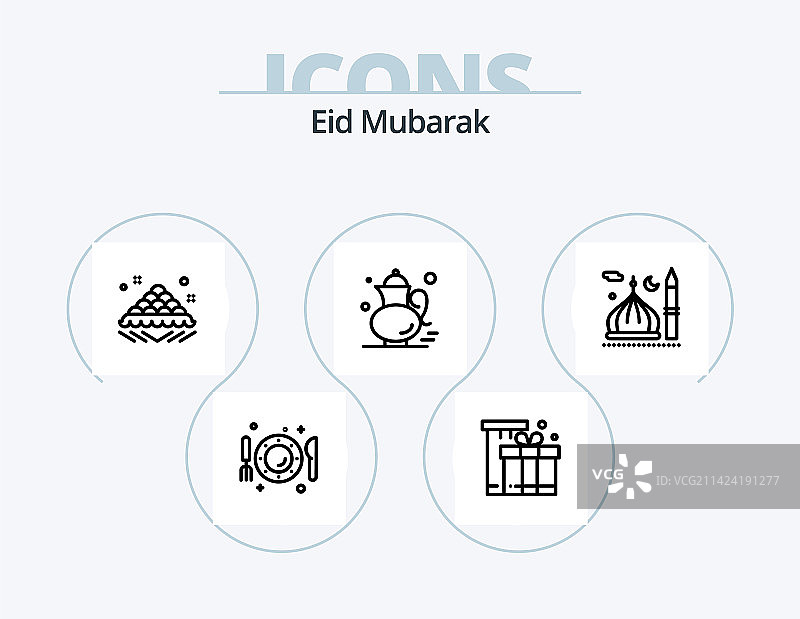 开斋节线条图标包，穆斯林风格图片素材
