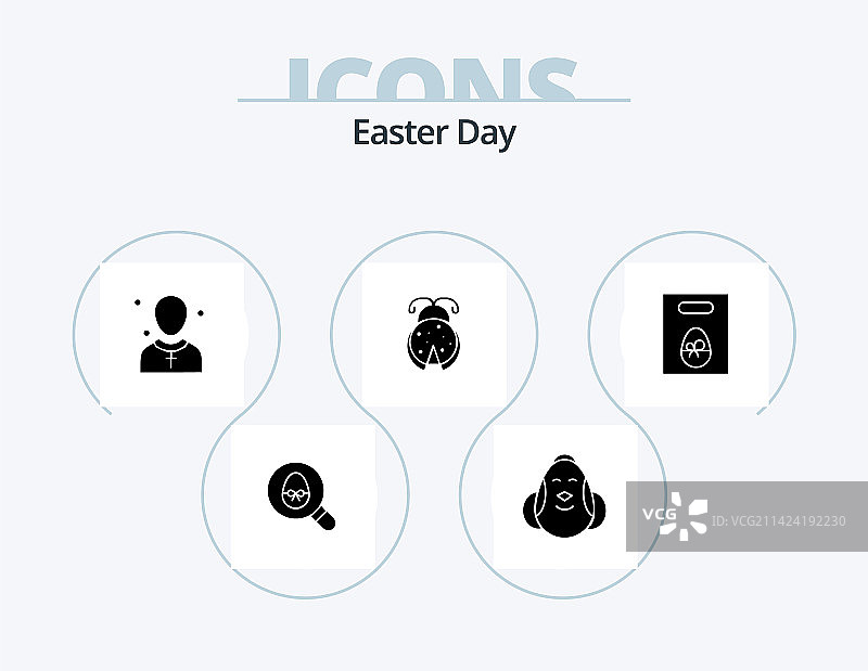 5款复活节字形图标设计图片素材