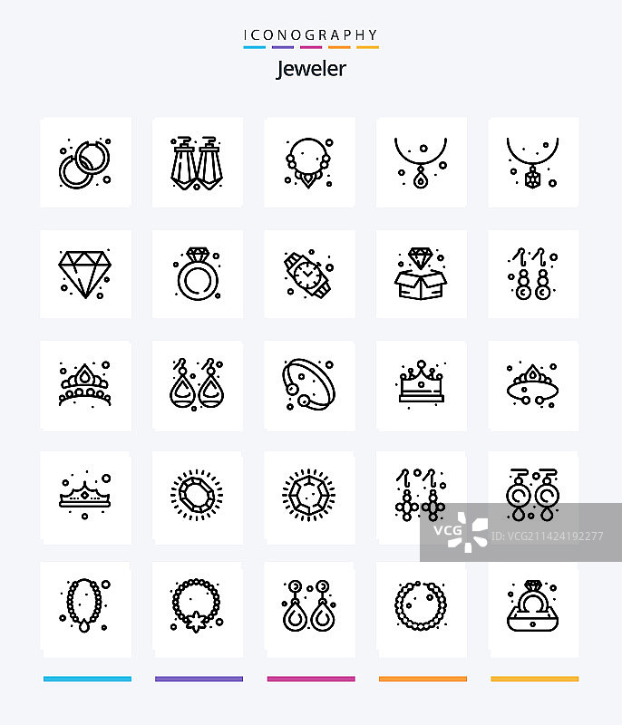创意珠宝25轮廓图标包图片素材