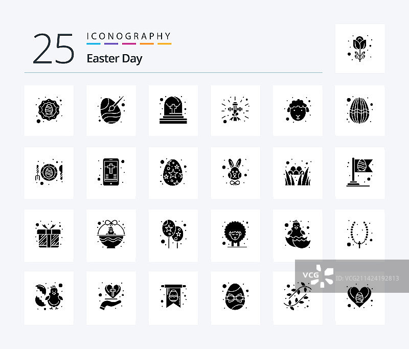 复活节25个实体标志图标包，包括复活节元素图片素材