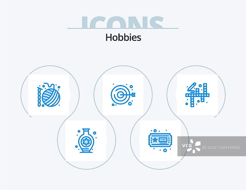 5个爱好蓝色图标设计图片素材