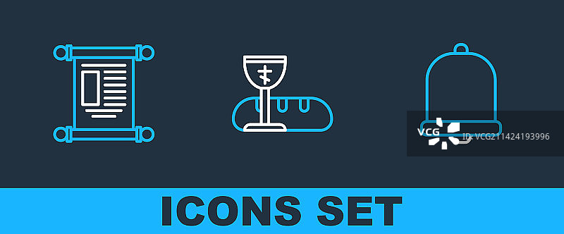 教堂钟、法令纸和羊皮纸图片素材