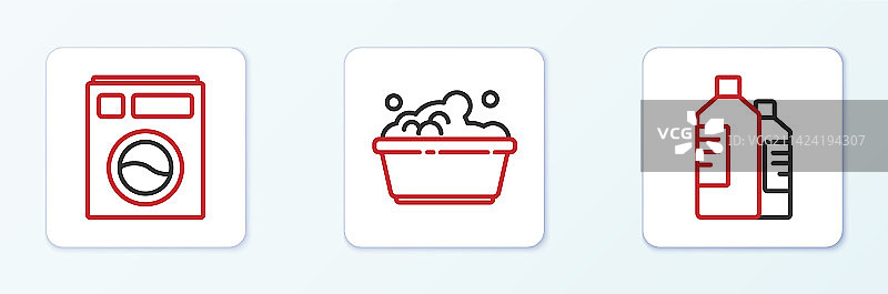 清洁剂清洗剂瓶子线条组合图片素材