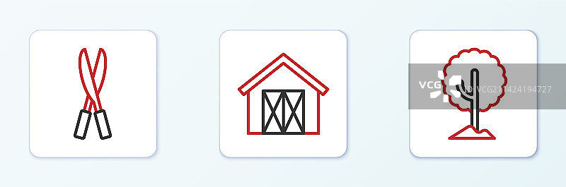 园艺手工剪刀树木线条素材图片素材