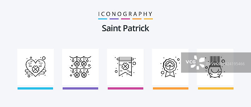 圣帕特里克节线条5图标包（含欢呼元素）图片素材