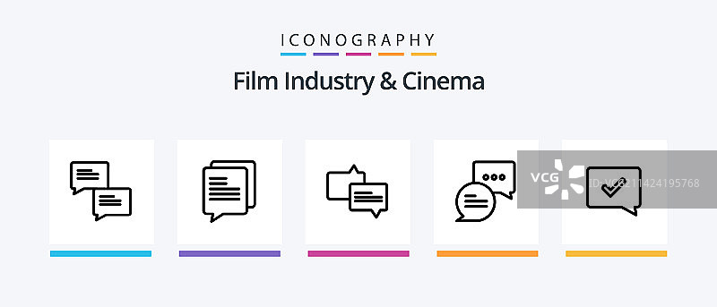 Cinima Line 5图标包，包括栅栏电影图片素材