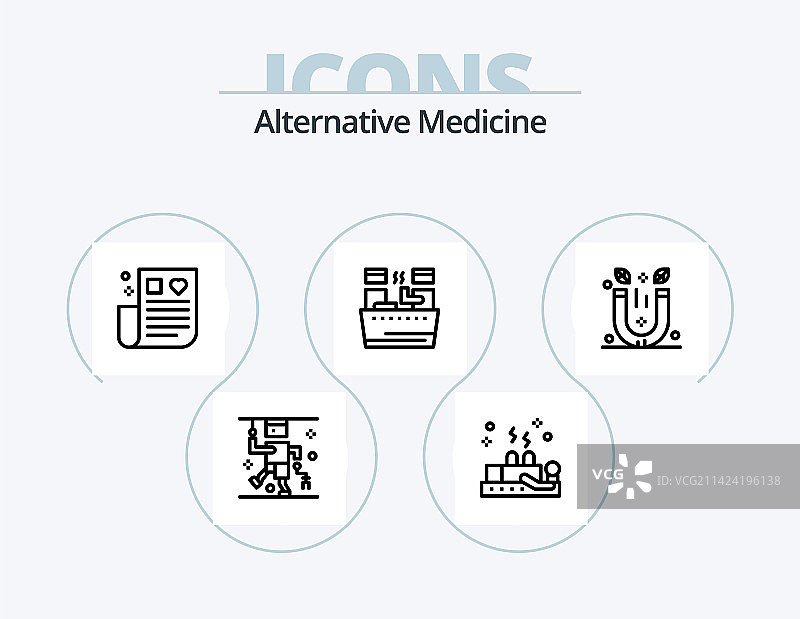 替代医学线性图标包5图标设计图片素材