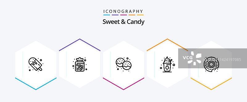 包含糖果的25个线性图标图片素材