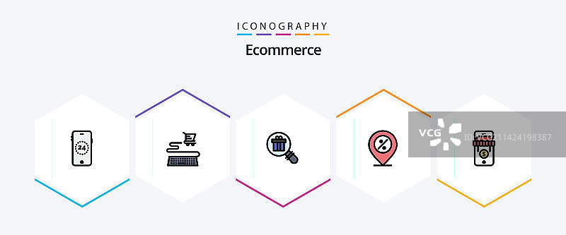 电商线性图标包25款，包含图片素材