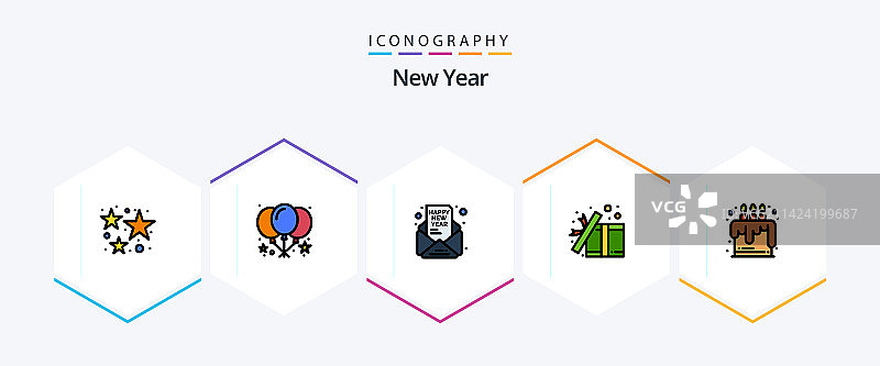 新年线性图标合集图片素材