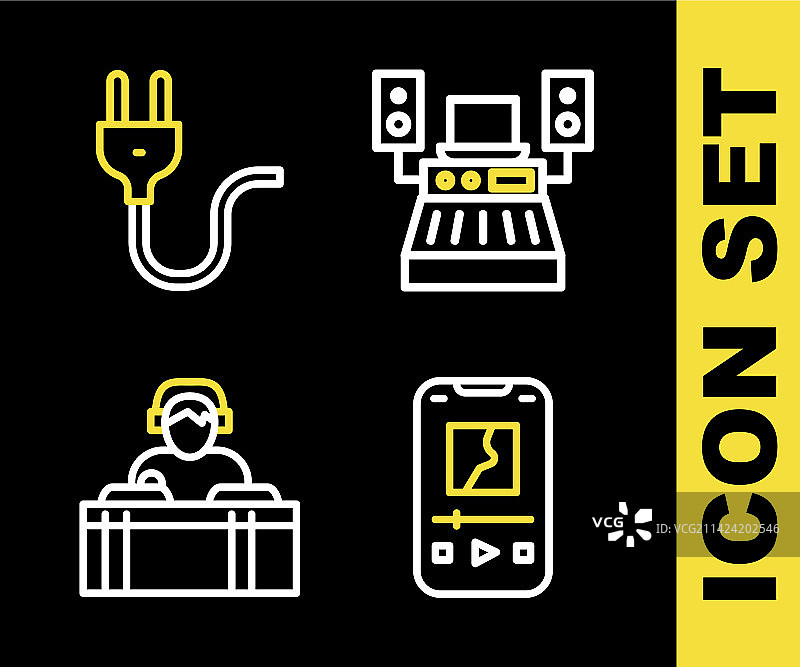 线条音乐录音棚、播放器DJ图片素材