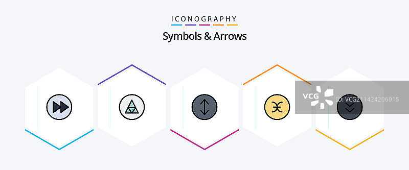 符号和箭头：25个填充轮廓图标包图片素材