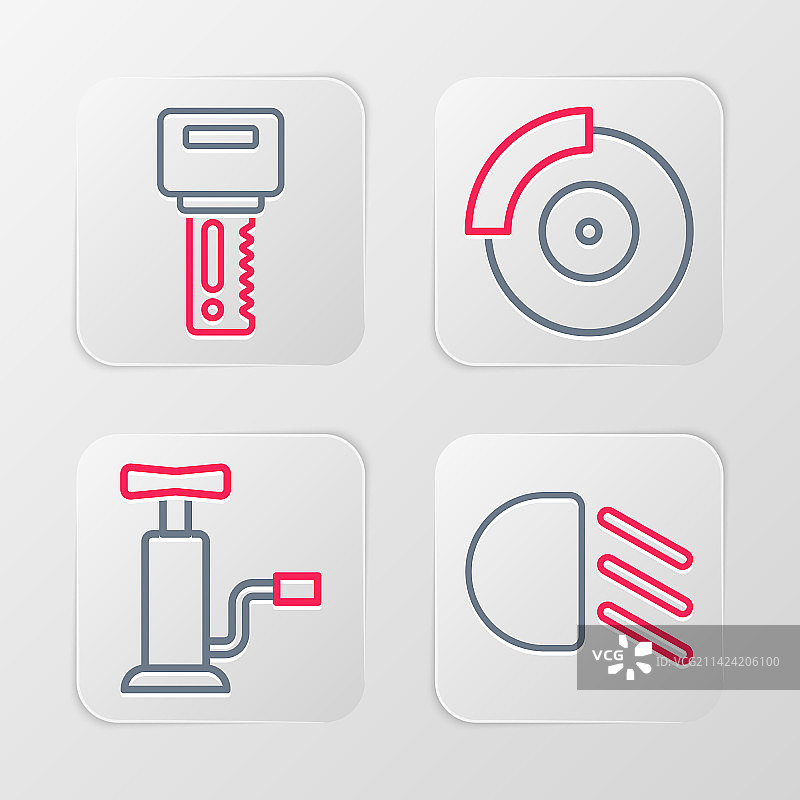 汽车远光灯气泵刹车盘线条组合图片素材