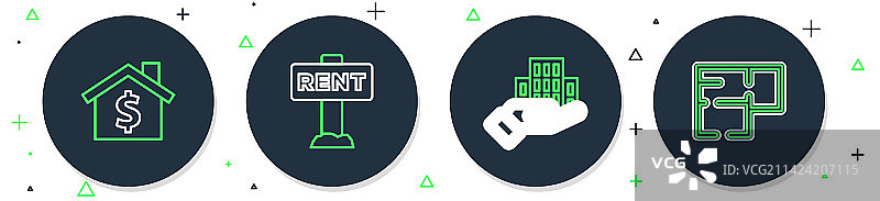租赁摩天大楼房屋悬挂标志图片素材