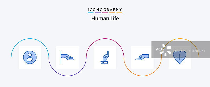 包含心形的蓝色5图标包图片素材