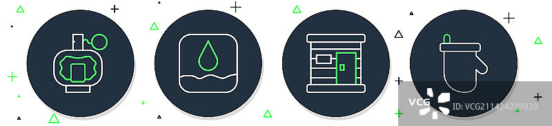 桑拿木制浴室线条水滴图标图片素材