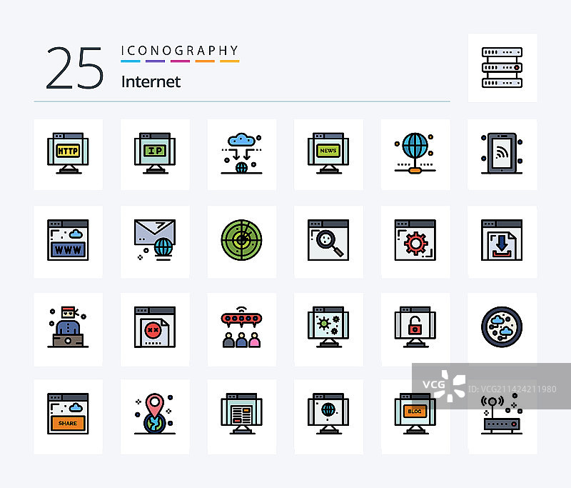 互联网25线条填充图标包图片素材