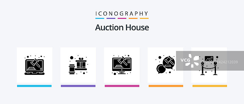 包含艺术法庭的拍卖字形5图标包图片素材
