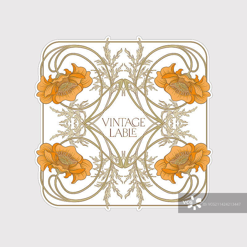 新艺术风格的装饰花卉和树叶图片素材