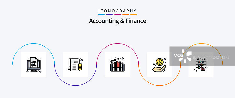 会计金融线性填充扁平图标图片素材