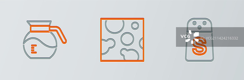 线条盐咖啡壶奶酪图片素材