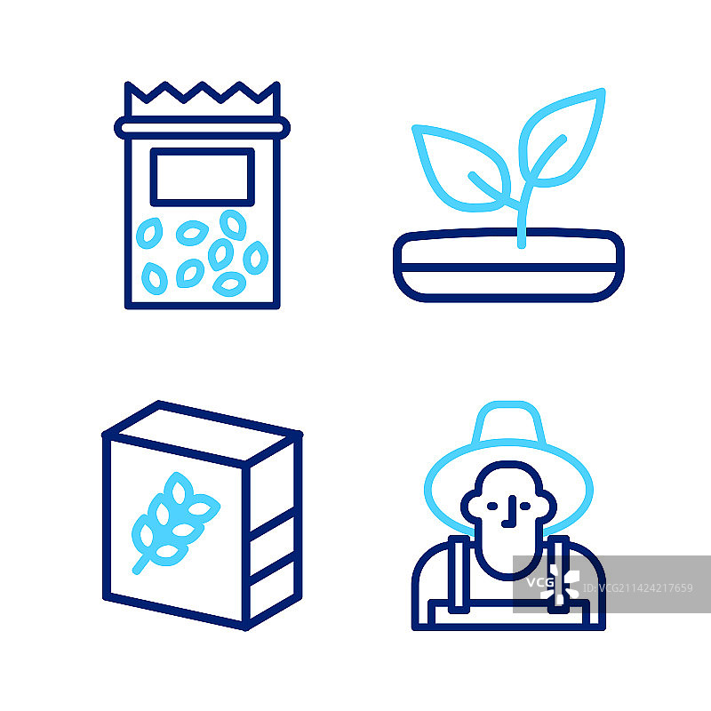 戴帽子农民面粉包发芽图案图片素材