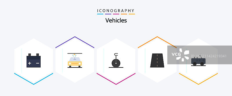 包含军事车辆的25个扁平图标图片素材