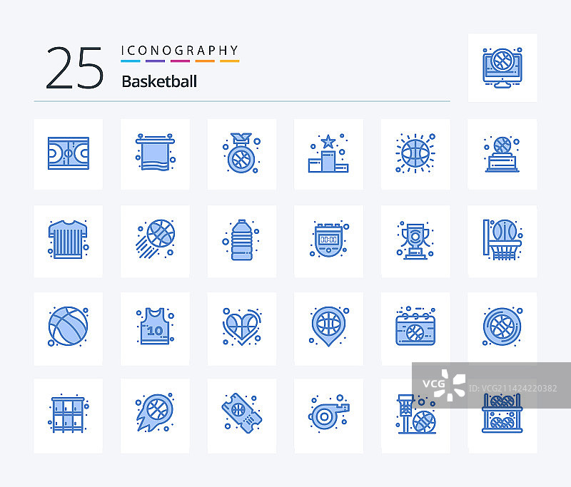 篮球蓝色图标包，含星形（共25个）图片素材