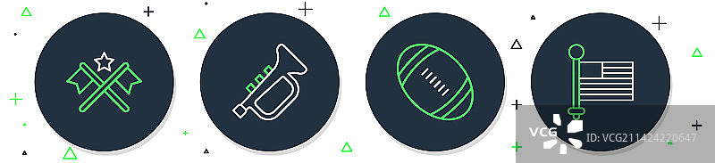 小号、橄榄球和旗帜图片素材