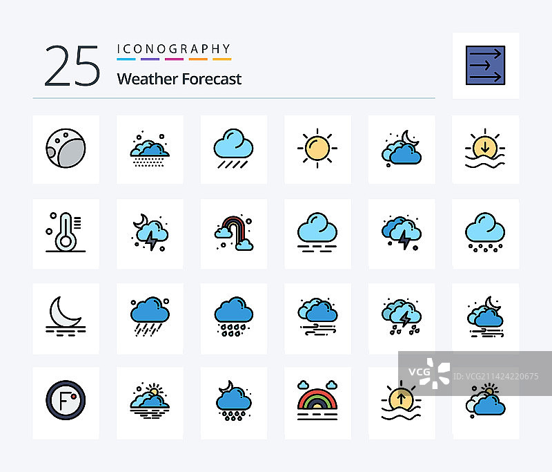 25个线性填充天气图标包图片素材