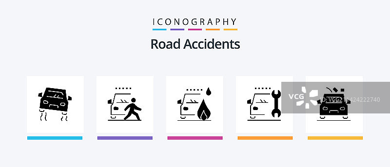 包含汽车的道路交通事故图标图片素材