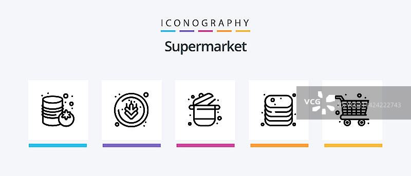 超市线性食品图标套装图片素材