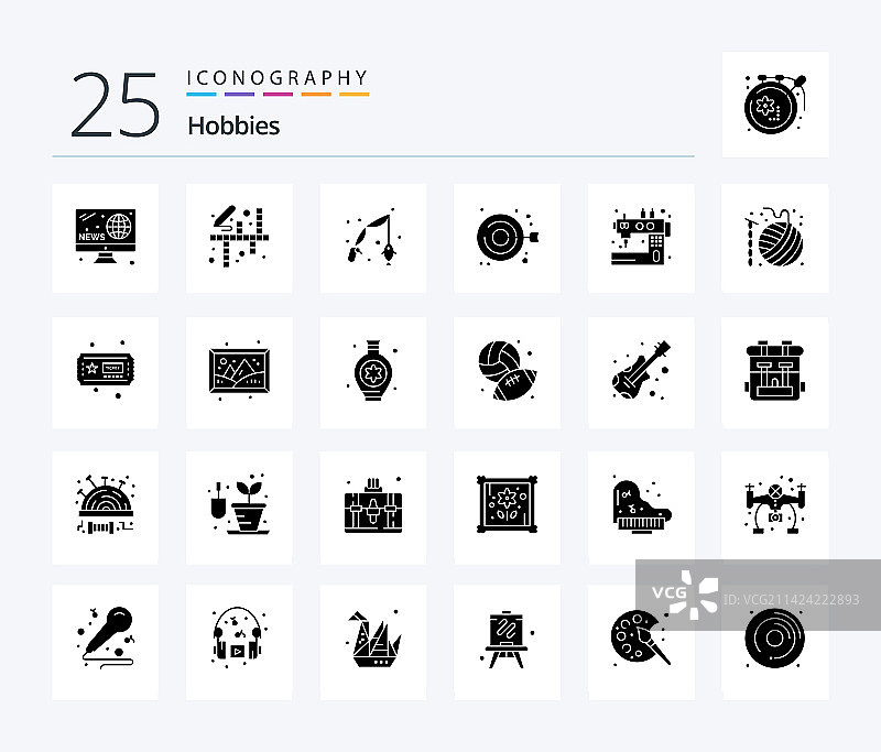 爱好25个实心字形图标包图片素材