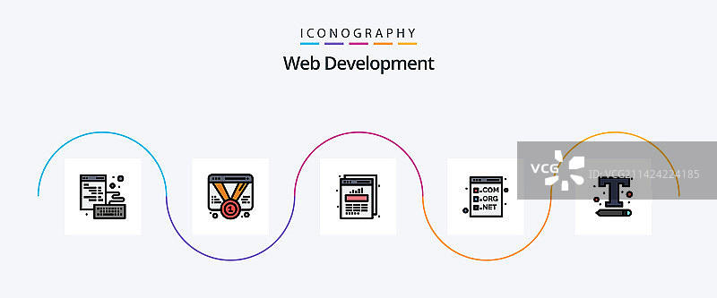 网页开发线性填充扁平风格5图标包图片素材