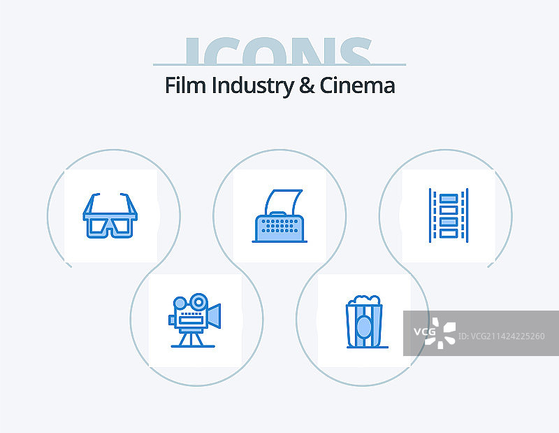 cenima 蓝色图标包 5款电影主题设计图片素材
