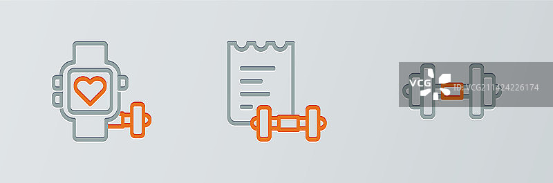 哑铃、带心率监测的智能手表图片素材
