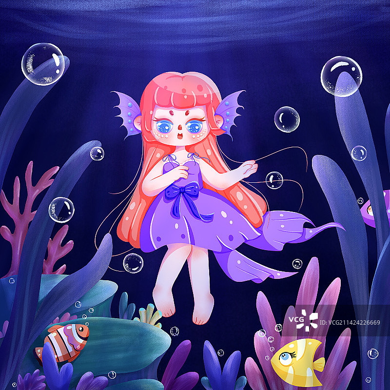 美人鱼女孩水下起舞图片素材