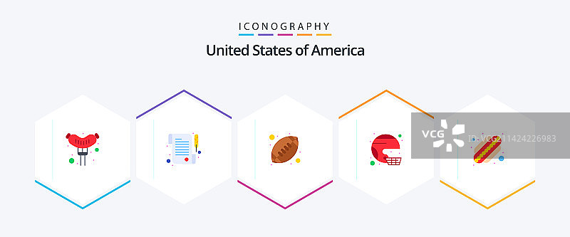 美国25个扁平图标包（含热狗）图片素材