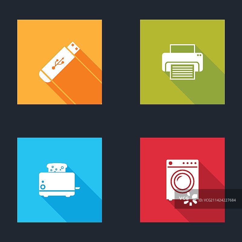 U盘打印机烤面包机组合图片素材