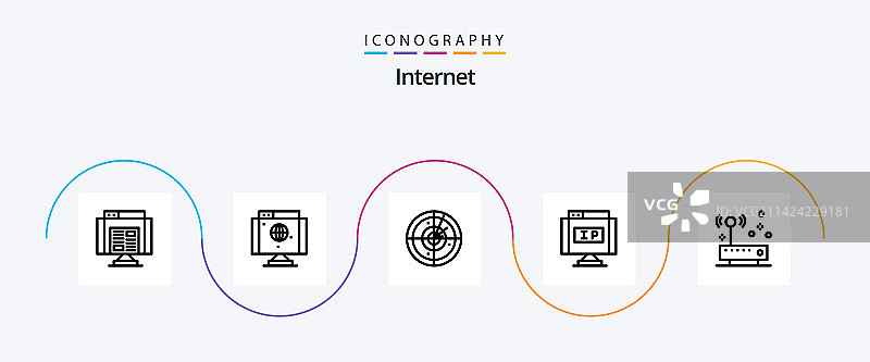互联网线路5图标包，包括硬件图片素材