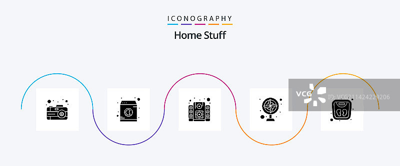 家居用品管理类字形5图标包图片素材