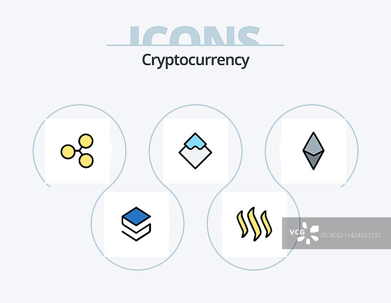 加密货币线性填充图标包5个图标图片素材