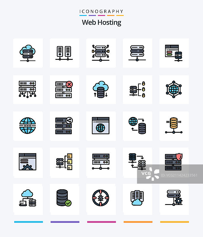 创意网络主机25线条形图标包图片素材