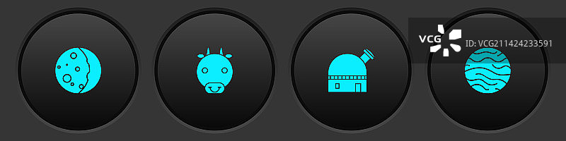 日食、牛生肖天文学套装图片素材